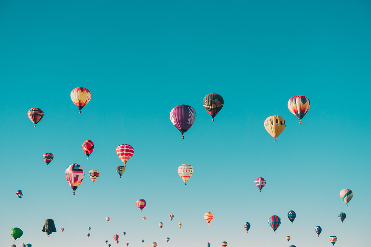 An image of hot airs balloons in the sky